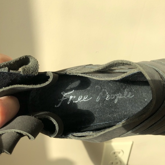 Free People Hybrid Heel Boot Black Suede Strappy Ankle Bootie - Picture 5 of 9